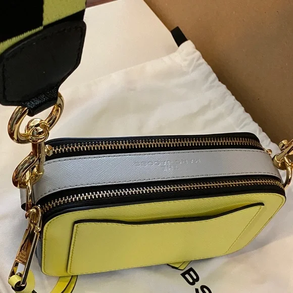 Marc Jacobs Yellow Crossbody Camera Bag with Checker Strap - Picture 7 of 15